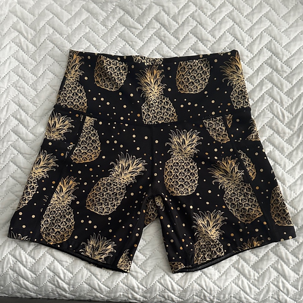 Constantly Varied Gear Black and Gold Pineapple Bike Shorts